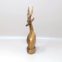 1960s Hand Carved Wood Seated Gazelle Figurine