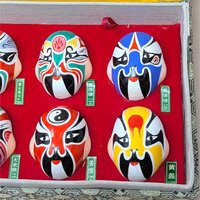 1980s Beijing Opera Clay Mask Display Set