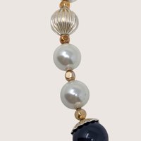 Vintage George Blue White and Gold Glass Bead Necklace