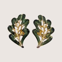 1960s Sarah Coventry Enchanted Forest Leaf Brooch and Earrings Set