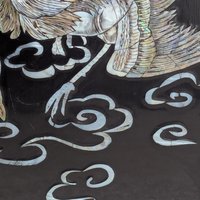 Vintage Asian Lacquer Mother of Pearl Phoenix Wall Panel