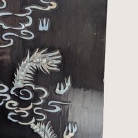 Vintage Asian Lacquer Mother of Pearl Qilin Wall Panel