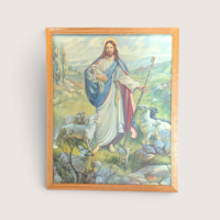 Vintage Framed Jesus The Good Shepherd Lithograph Print