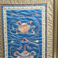 Vintage Chinese Embroidered Silk Panel Framed Wall Art