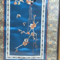 1960s Chinese Embroidered Silk Panel Framed Wall Art