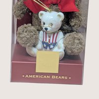 2002 Lenox American Bears Plush and Porcelain Ornament Set