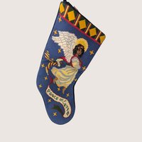 Vintage Needlepoint Christmas Stocking Angel Peace On Earth