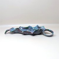 1970s Handmade Ceramic Holly Leaf Dish