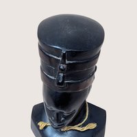 Vintage Ghana Handcrafted Wooden Bust Sculpture Figurine African