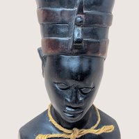 Vintage Ghana Handcrafted Wooden Bust Sculpture Figurine African