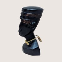 Vintage Ghana Handcrafted Wooden Bust Sculpture Figurine African