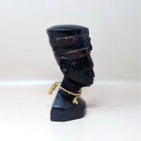 1970s Hand Carved Wood Queen Nefertiti Bust