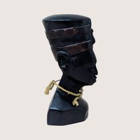Vintage Ghana Handcrafted Wooden Bust Sculpture Figurine African