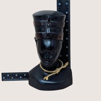 Vintage Ghana Handcrafted Wooden Bust Sculpture Figurine African