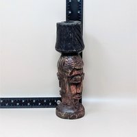 1970s Hand Carved Wood Candlestick Holders Pair