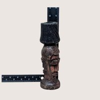 1970s African Hand Carved Wooden Figural Candlestick Holder Pair