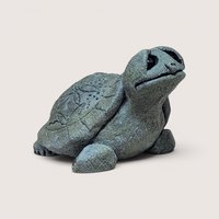 Vintage 1993 stone textured Lou Rankin Slowpoke turtle figurine with large eyes looking upward.