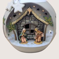 1990s Roman Inc Ceramic Light Up Nativity Vase Holiday Luminary