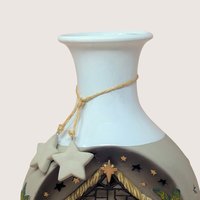 1990s Roman Inc Ceramic Light Up Nativity Vase Holiday Luminary
