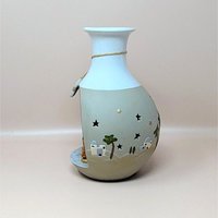 1990s Roman Inc Ceramic Light Up Nativity Vase