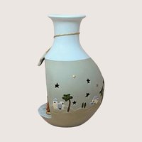 1990s Roman Inc Ceramic Light Up Nativity Vase Holiday Luminary