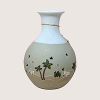 1990s Roman Inc Ceramic Light Up Nativity Vase Holiday Luminary