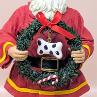 1990s Fabriche Fireman Santa Holding Wreath Figurine