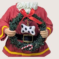 1990s Fabriche Kurt Adler Stiffened Fabric Fireman Santa Figurine