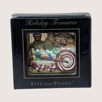 2003 Fitz and Floyd Holiday Treasures Blown Glass Train Ornament Christmas