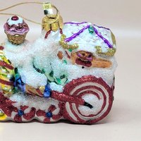 2003 Fitz and Floyd Holiday Treasures Blown Glass Train Ornament