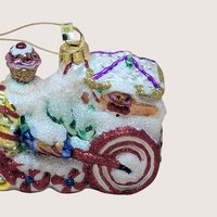 2003 Fitz and Floyd Holiday Treasures Blown Glass Train Ornament Christmas
