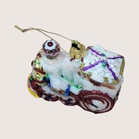 2003 Fitz and Floyd Holiday Treasures Blown Glass Train Ornament Christmas