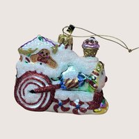 2003 Fitz and Floyd Holiday Treasures Blown Glass Train Ornament Christmas