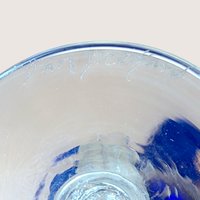 1980s Dan Dechard Signed Studio Art Glass Vase Cobalt Blue Trumpet