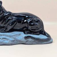 1994 Hand Painted Ceramic Black Panther on Rock Figurine