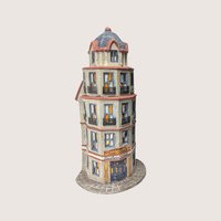 1987 Dept 56 Porcelain The Tower Cafe Christmas Village Building