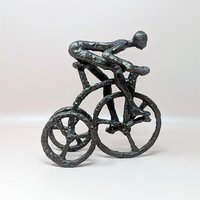 1970s Brutalist Cast Iron Man on Tricycle Sculpture