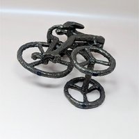 1970s Brutalist Cast Iron Man on Tricycle Sculpture