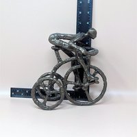 1970s Brutalist Cast Iron Man on Tricycle Sculpture