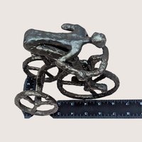 1970s Brutalist Cast Iron Man on Tricycle Sculpture