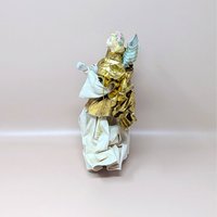 1990s Paper Mache and Metallic Gold Fabric Angel Ornament