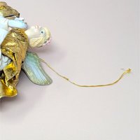 1990s Paper Mache and Metallic Gold Fabric Angel Ornament