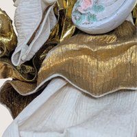 1990s Fabric Mache Gold Lute Angel Christmas Figurine