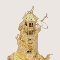 1990s Danbury Mint Gold Plated Lighthouse Christmas Ornament