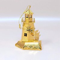 1998 Danbury Mint 23kt Gold Plated North Pole Lighthouse Ornament