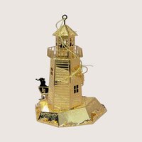 1990s Danbury Mint Gold Plated Lighthouse Christmas Ornament