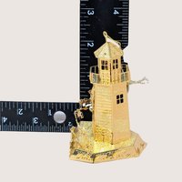 1990s Danbury Mint Gold Plated Lighthouse Christmas Ornament