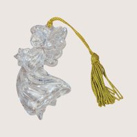 1990s Gorham Crystal Angel With Star Hanging Christmas Ornament
