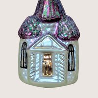 1990s Christopher Radko Hand Blown Glass Church Christmas Ornament