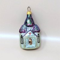 1990s Christopher Radko Blown Glass Church Ornament